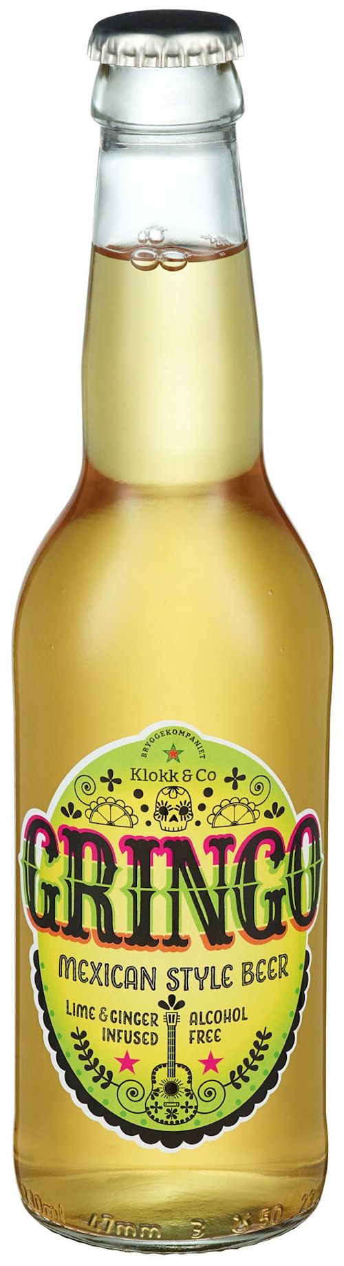 Bilde: © Klokk & Co / Oda Klokk & Co Gringo Alkoholfri Lime og Ingefær, 0,33 l