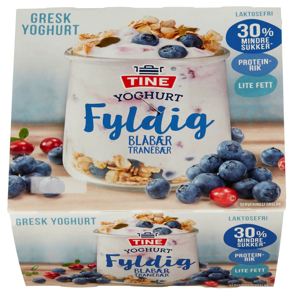 Tine Yoghurt Fyldig Blåbær & Tranebær 4 x 150g