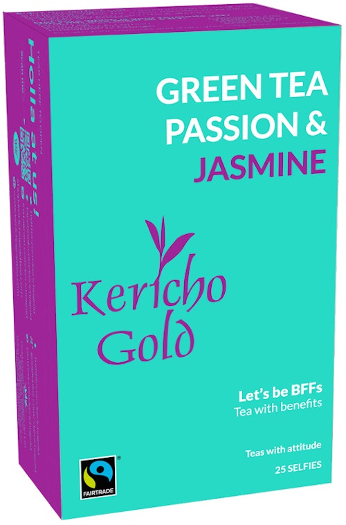 Bilde: © Kericho Gold / Kolonial.no Kericho Gold Grønn te Pasjonsfrukt & Jasmin 25 stk
