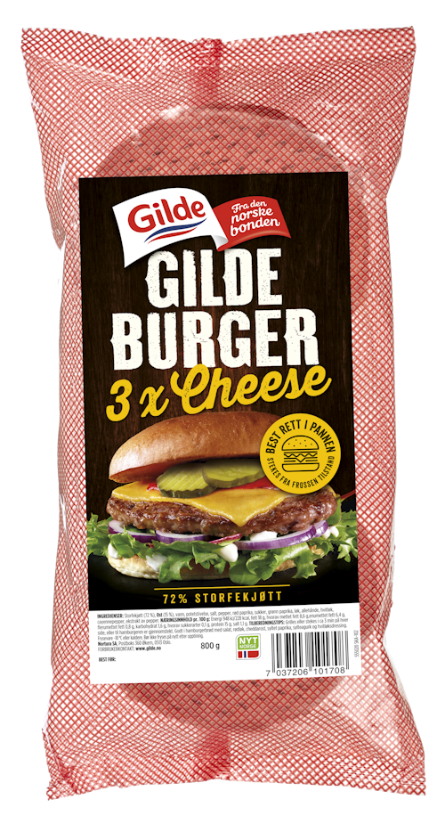 Gilde Gildeburger 3xcheese 8 stk i pk