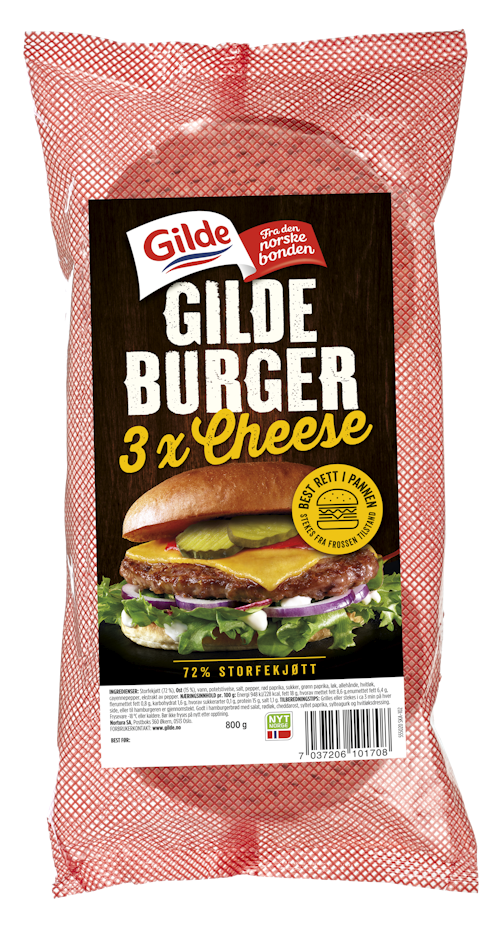 Bilde: © Gilde / Oda Gilde Gildeburger 3xcheese 8 stk i pk