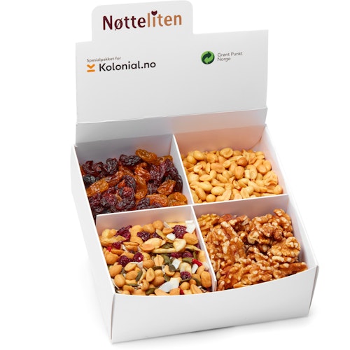 Bilde: © Nøtteliten / Kolonial.no Nøtteliten Kontornøttemiks i Kartong 1 kg