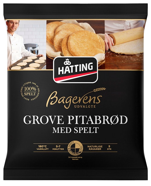 Bilde: © Hatting / Kolonial.no Hatting Pitabrød Med Spelt Grove 5 stk, 400 g