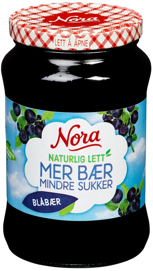 Bilde: © Nora / Kolonial.no Nora Blåbærsyltetøy Naturlig Lett, 540 g