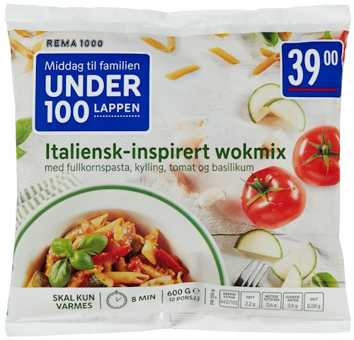Bilde: © REMA 1000 / Kolonial.no REMA 1000 Wokmix Med Pasta Og Kylling 600 g