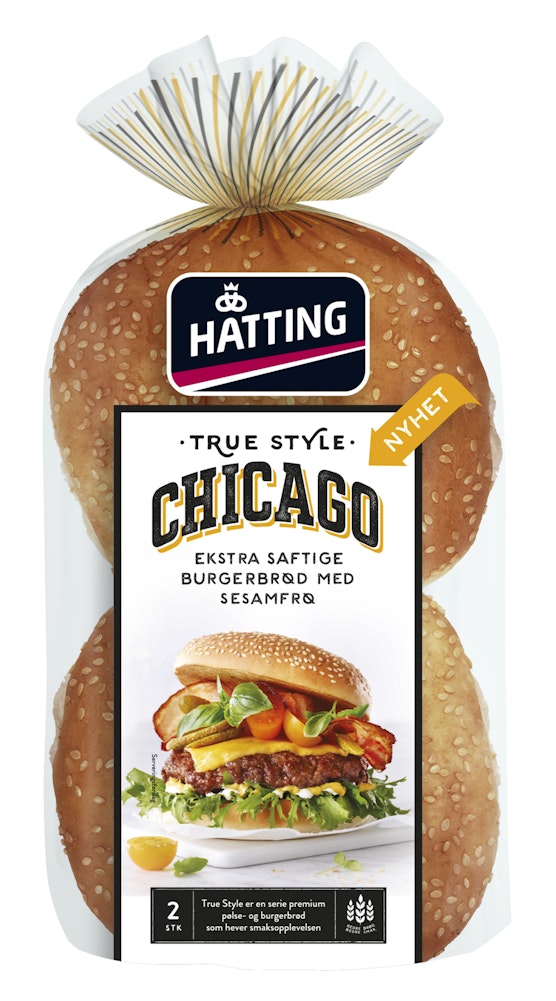 Hatting True Style Chicago Hamburgerbrød 2 stk