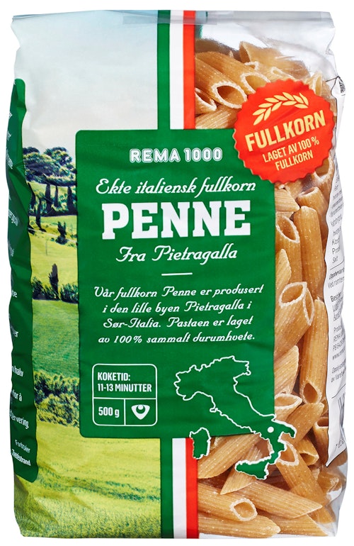 Bilde: © REMA 1000 / Kolonial.no REMA 1000 Penne Fullkorn 500 g