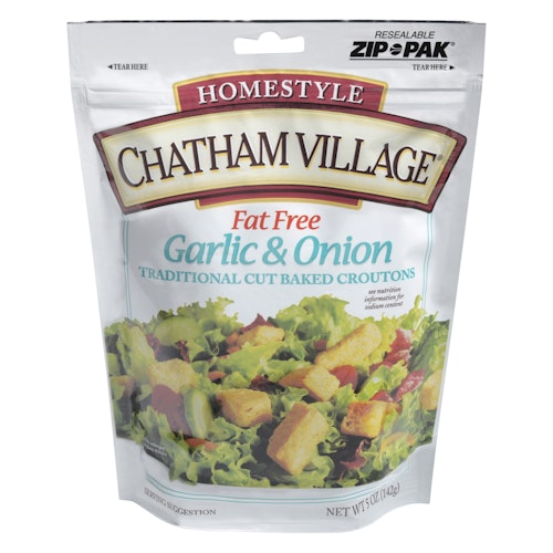 Bilde: © Chatham Village / Kolonial.no Chatham Village Krutonger Hvitløk & Løk Fettfri, 142 g