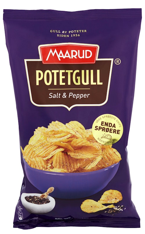 Bilde: © Maarud / Kolonial.no Maarud Potetgull Classic Salt & Pepper, 250 g