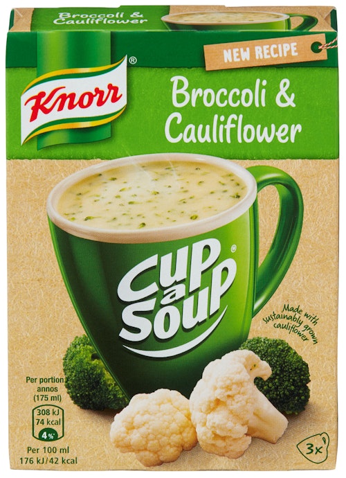 Bilde: © Knorr / Kolonial.no Knorr Blomkål & Brokkolisuppe Cup a Soup, 3 stk