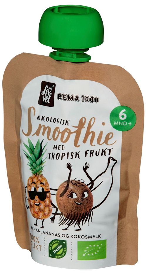 Bilde: © REMA 1000 / Kolonial.no REMA 1000 Lev Vel Smoothie Tropisk Frukt Fra 6 mnd, 90 g