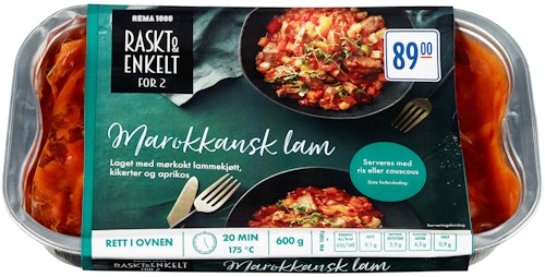 Bilde: © REMA 1000 / Kolonial.no REMA 1000 Marokkansk Lammegryte Til 2 Pers, 600 g