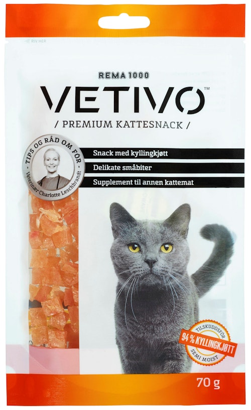 Bilde: © Vetivo / Kolonial.no Vetivo Kyllingsnacks til Katt 70 g