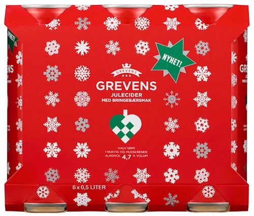 Bilde: © Grevens / Kolonial.no Grevens Grevens Cider Julecider 0,5 x 6stk, 3 l