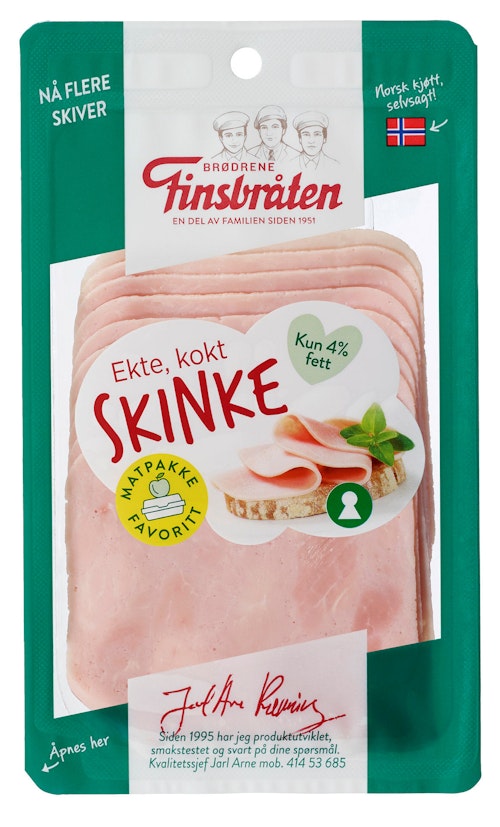 Bilde: © Finsbråten / Kolonial.no Finsbråten Ekte Kokt Skinke Håndlaget 100 g