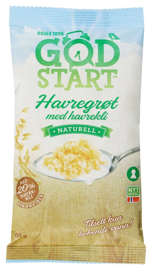 Bilde: © REMA 1000 / Kolonial.no REMA 1000 Havregrøt Med Havrekli 65 g