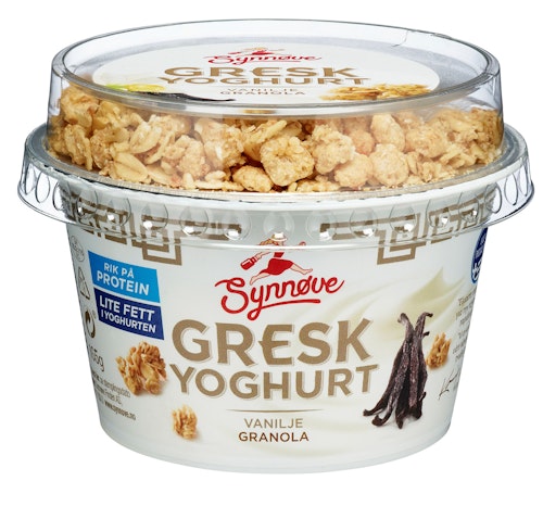 Bilde: © Synnøve / Kolonial.no Synnøve Gresk Yoghurt Vanilje & Granola 165 g