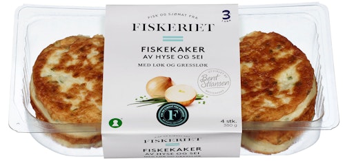 Bilde: © Fiskeriet / Kolonial.no Fiskeriet Fiskekaker Hyse og Sei 53% Fisk, 380 g