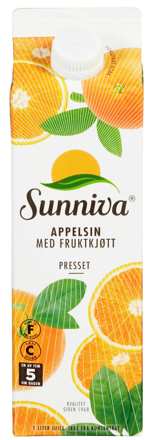 Bilde: © Sunniva / Oda Sunniva Premium Appelsinjuice Med fruktkjøtt, 1 l