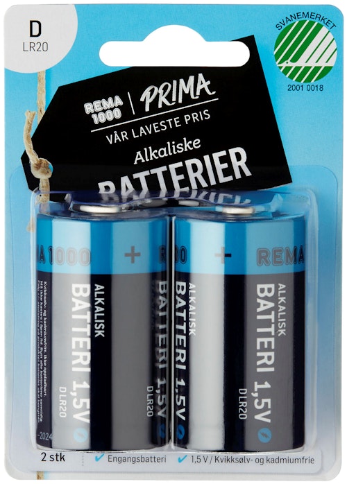 Bilde: © Prima / Oda Prima Batterier DLR 20 1,5V Alkaliske