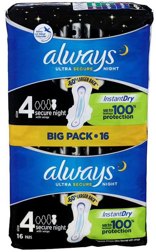 Bilde: © Always / Kolonial.no Always Always Bind Secure Night 16 stk