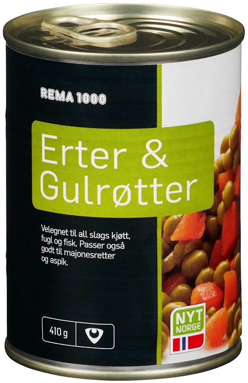 Bilde: © REMA 1000 / Kolonial.no REMA 1000 Erter & Gulrøtter 250 g