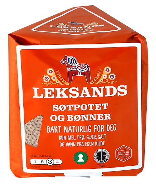Bilde: © Leksands / Kolonial.no Leksands Knekkebrød Søtpotet og Bønner, 200 g