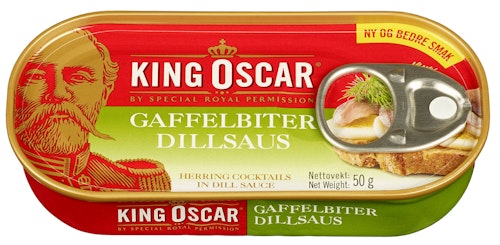 Bilde: © King Oscar / Kolonial.no King Oscar Gaffelbiter i Dill 50 g