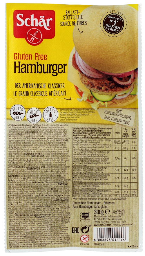 Bilde: © Schär / Kolonial.no Schär Hamburgerbrød Glutenfri, 300 g