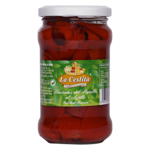 Bilde: © La Cestita / Kolonial.no La Cestita Rød paprika med hvitløk Pimientos, 290 g