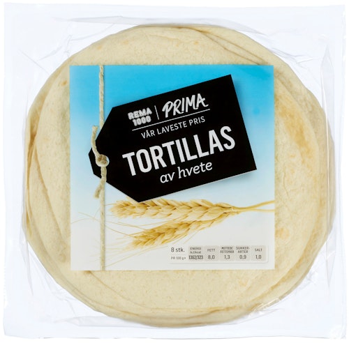 Bilde: © Prima / Kolonial.no Prima Tortillas Hvete 8 stk ca 20 cm