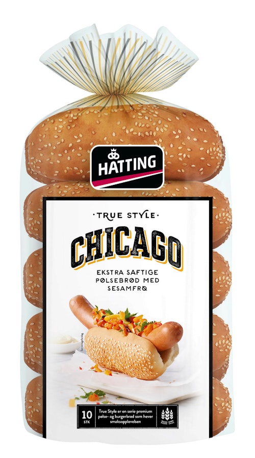 Bilde: © Hatting / Kolonial.no Hatting Chicago Pølsebrød 10 stk, 500 g