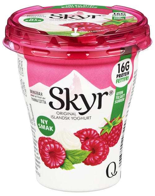 Bilde: © Q-meieriene / Oda Q-meieriene Skyr Bringebær & Pannacotta 160 g