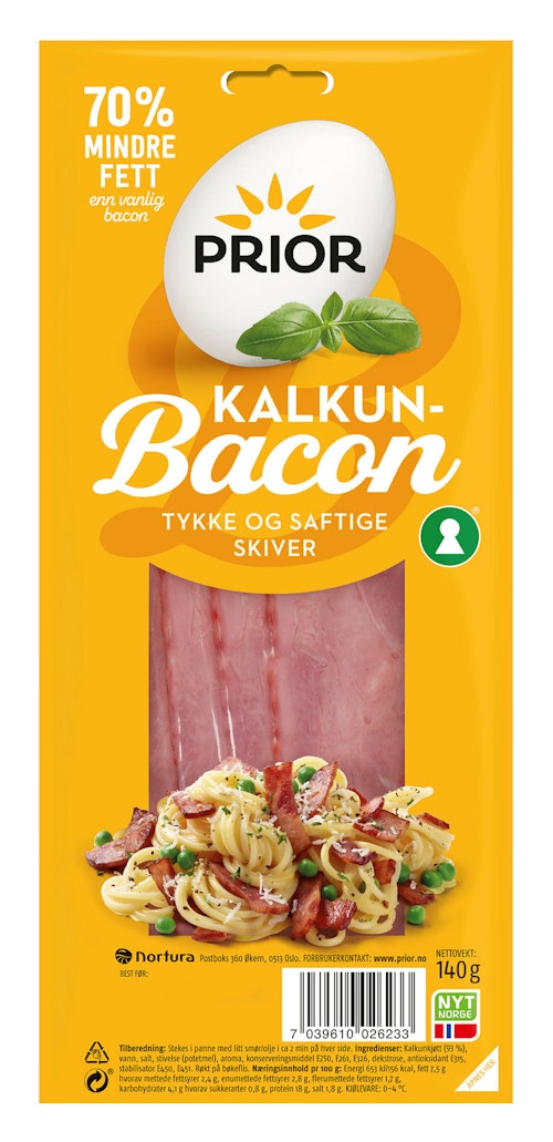 Bilde: © Prior / Kolonial.no Prior Kalkunbacon Skivet 140 g