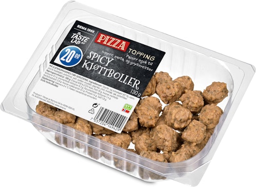 Bilde: © REMA 1000 / Kolonial.no REMA 1000 Spicy Kjøttboller Topping 130 g