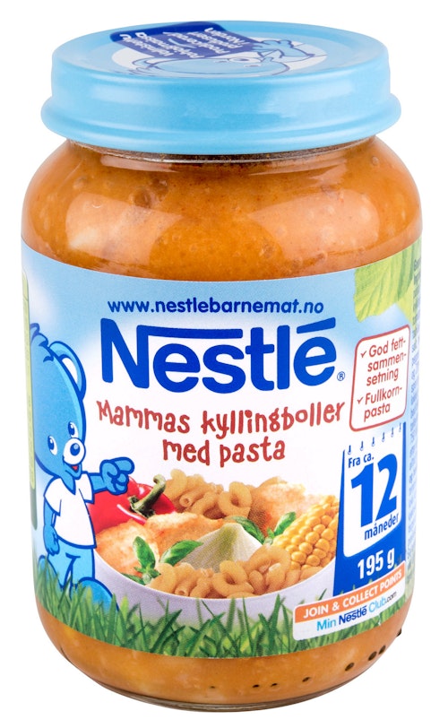 Bilde: © Nestlé / Kolonial.no Nestlé Mammas Kyllingboller med Pasta Fra 12 mnd, 195 g