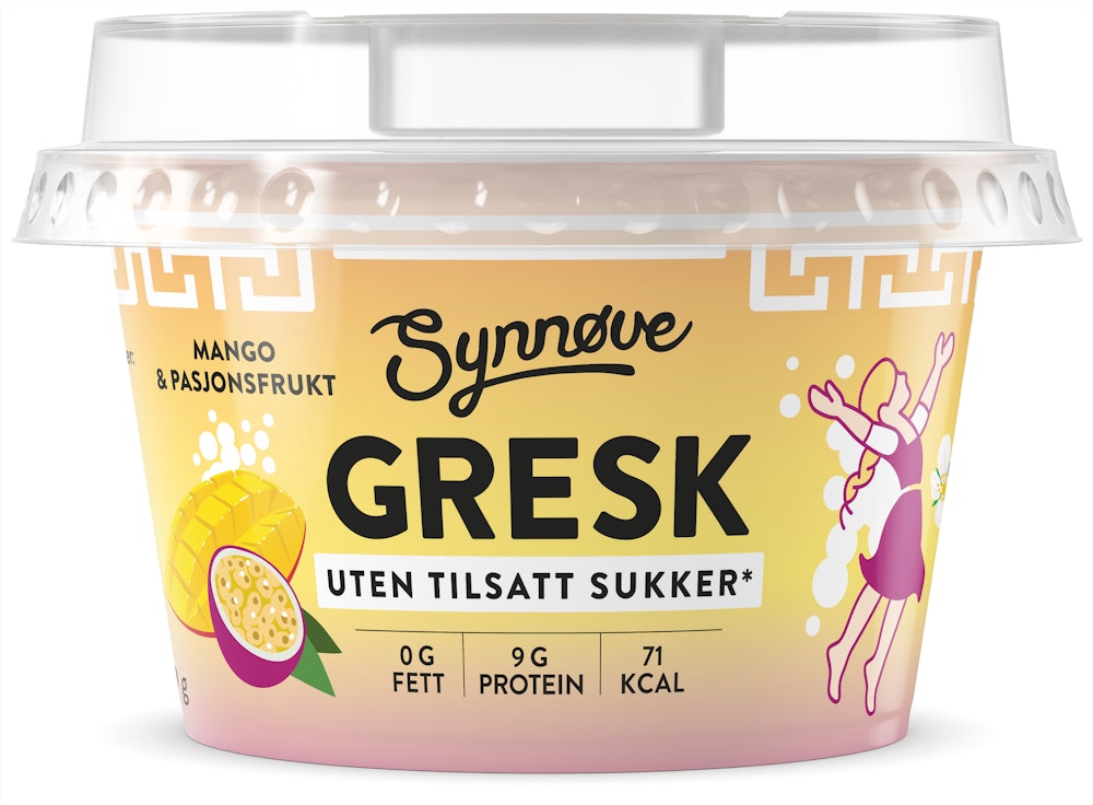 Synnøve Gresk Yoghurt Med Mango & Pasjon Uten Tilsatt Sukker