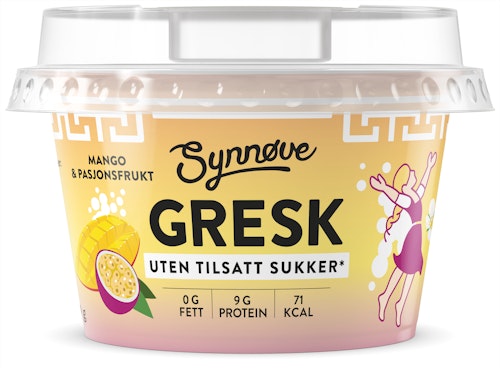 Bilde: © Synnøve / Oda Synnøve Synnøve Gresk Yoghurt Med Mango & Pasjon Uten Tilsatt Sukker, 150 g