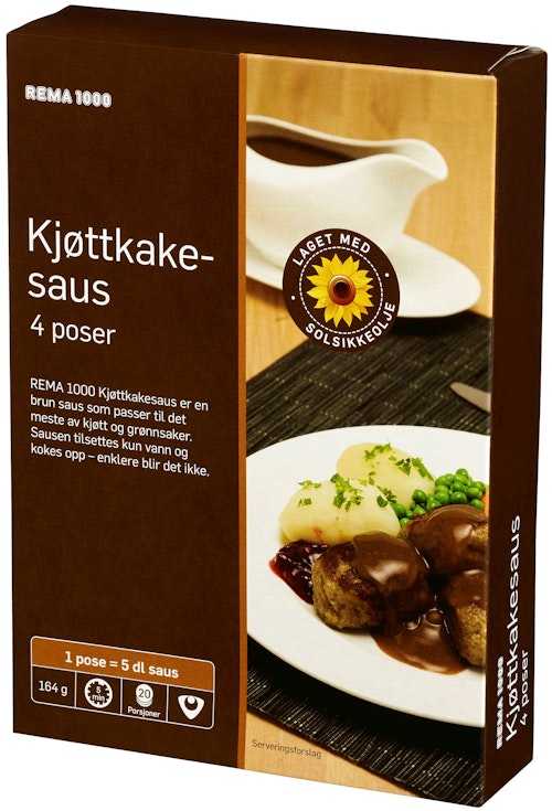 Bilde: © REMA 1000 / Kolonial.no REMA 1000 Kjøttkakesaus 4pk, 4 stk