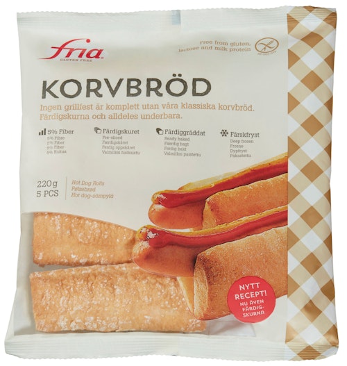 Bilde: © Fria / Kolonial.no Fria Pølsebrød Glutenfri, 220 g
