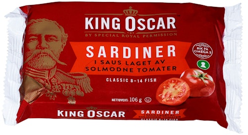 Bilde: © King Oscar / Oda King Oscar Sardiner i Tomatsaus Classic, 106 g