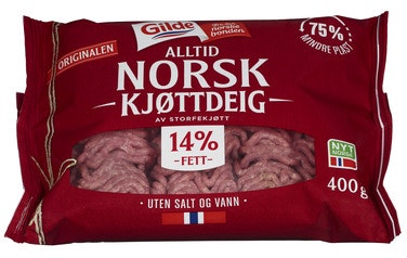 Bilde: © Gilde / Oda Gilde Kjøttdeig av Storfe 14% u/salt og vann, 400 g