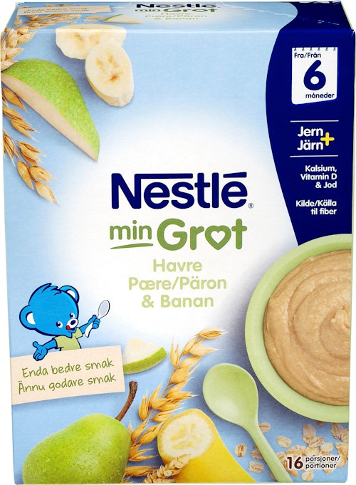 Bilde: © Nestlé / Kolonial.no Nestlé Min Grøt Havre Pære Banan Fra 6 mnd, 480 g