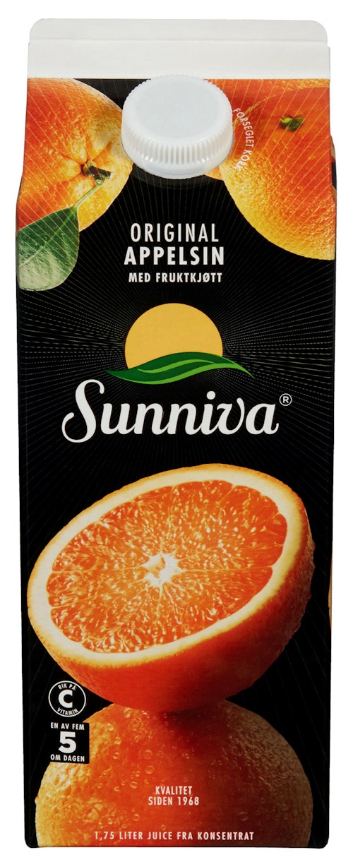 Bilde: © Sunniva / Kolonial.no Sunniva Original Appelsinjuice Med Fruktkjøtt, 1,75 l