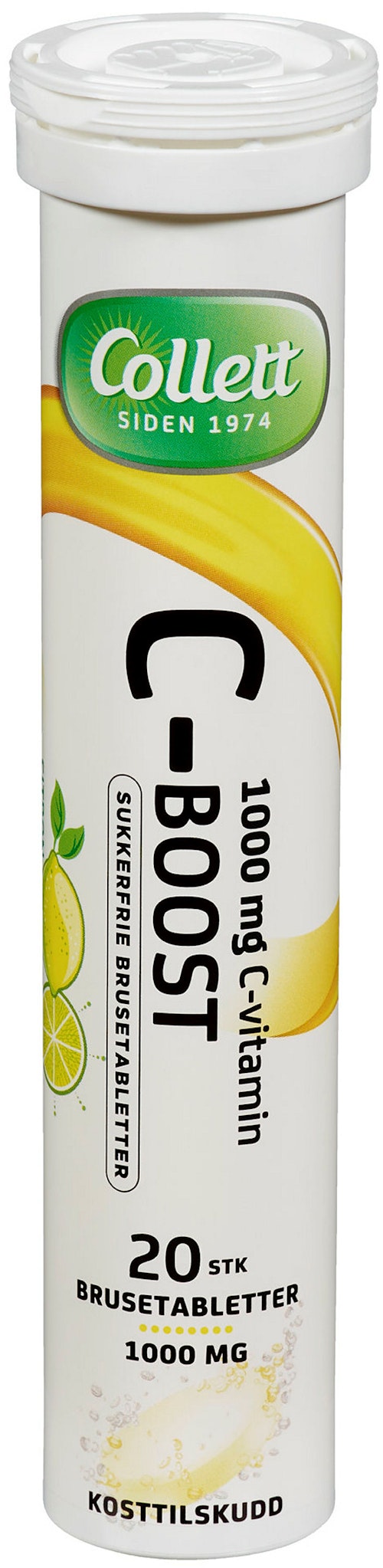 Bilde: © Collett / Kolonial.no Collett C-boost Sitron C-vitamin 1000 mg, 20 stk