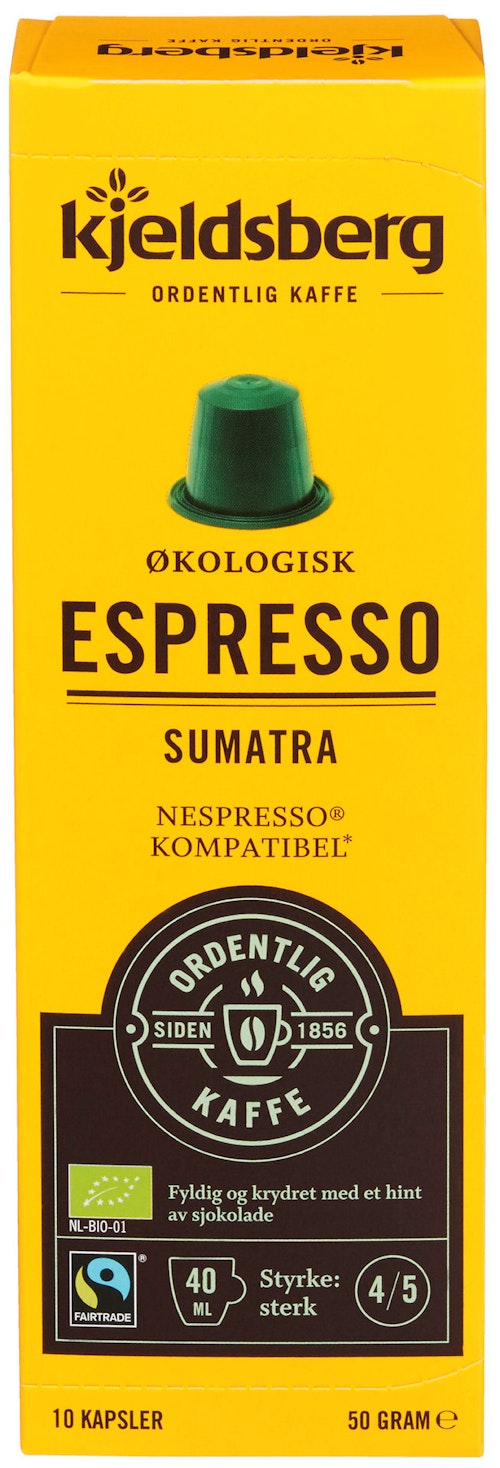 Bilde: © Kjeldsberg Kaffebrenneri / Kolonial.no Kjeldsberg Kaffebrenneri Kaffekapsel Espresso 10 stk