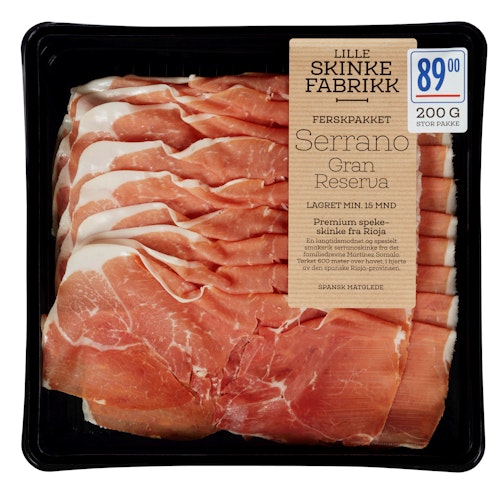 Bilde: © Lille Skinkefabrikk / Kolonial.no Lille Skinkefabrikk Serrano Gran Reserva 200 g
