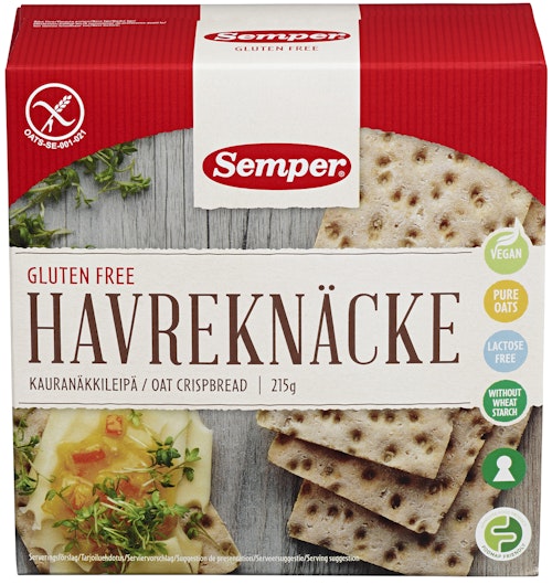 Bilde: © Semper / Kolonial.no Semper Havreknekkebrød Glutenfri, 215 g
