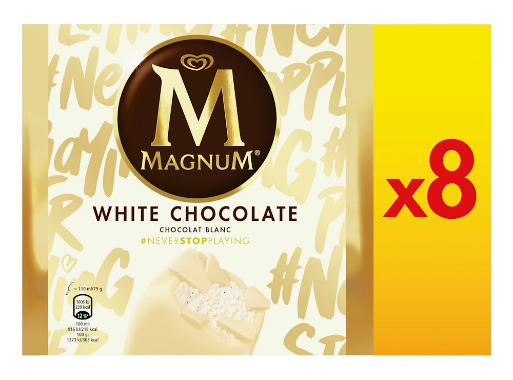 Magnum White Chocolate Iskrem 8 x 110ml