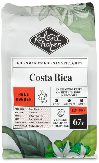 Bilde: © Kolonihagen / Kolonial.no Kolonihagen Kaffe fra Costa Rica Hele bønner, 225 g